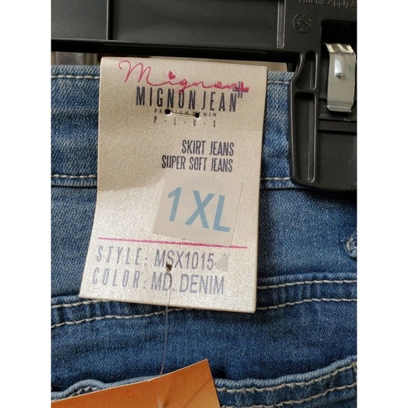 Mignon Women Blue Denim Cotton Blend Distressed A-Line Jean Skirt Size 1,2 & 3XL - Picture 7 of 12